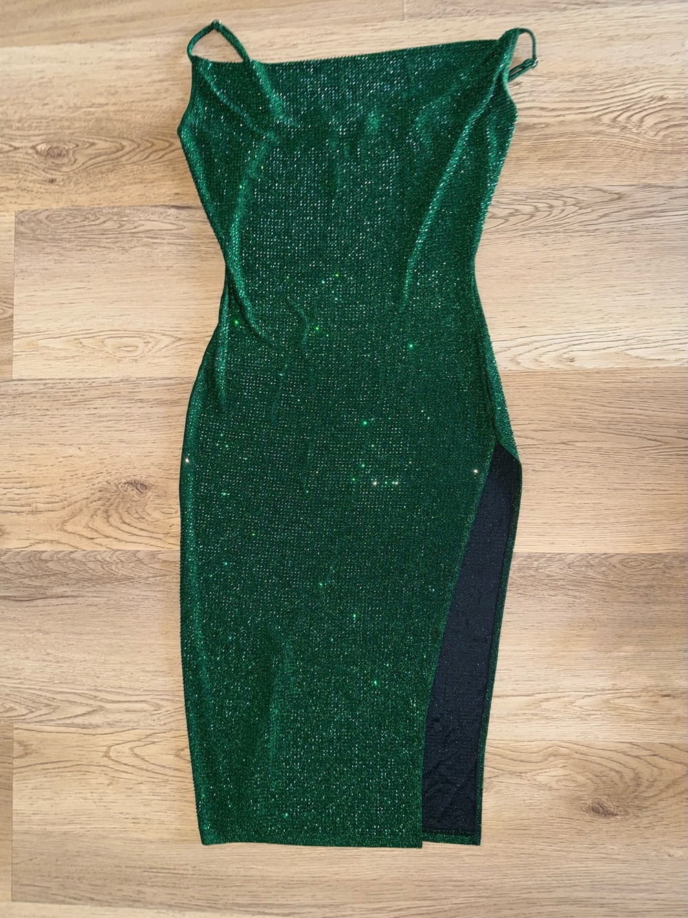 Hera Collection Emerald Green Sparkle Midi Slip Dress